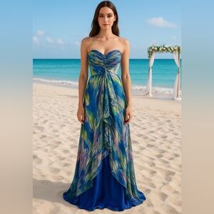 Cinderella Divine Beaded Multicolor Dress Size 10 Formal Wedding Prom Hoco Y2K